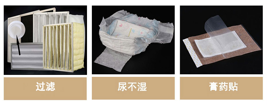 热风棉用于过滤,尿不湿,膏药贴